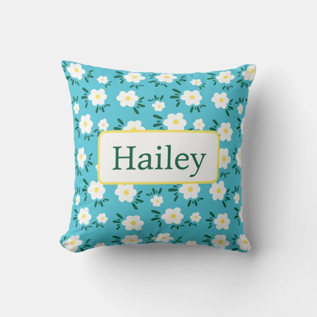 Happy Flowers Throw Pillow (Front)