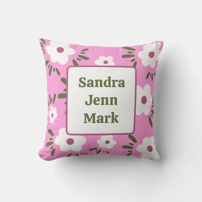 Happy Flowers Throw Pillow (Front)