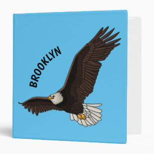 Happy flying bald eagle cartoon illustration binder