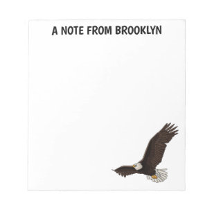 Happy flying bald eagle cartoon illustration notepad