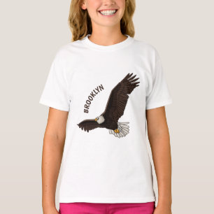 Happy flying bald eagle cartoon illustration T-Shirt