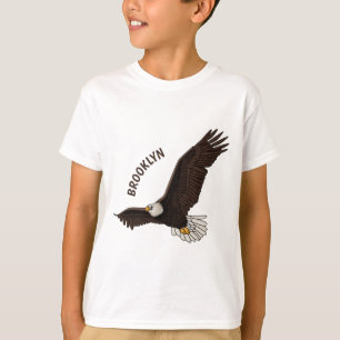 Happy flying bald eagle cartoon illustration T-Shirt