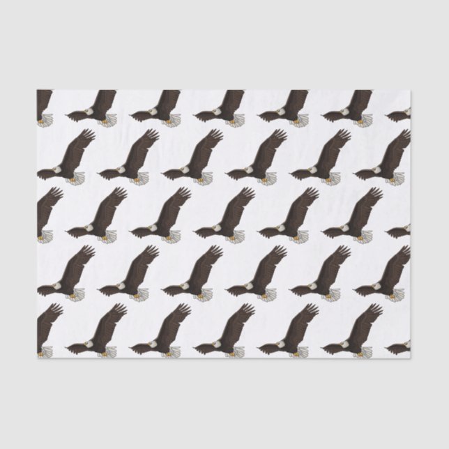 Happy flying bald eagle cartoon illustration tissue paper (Front)