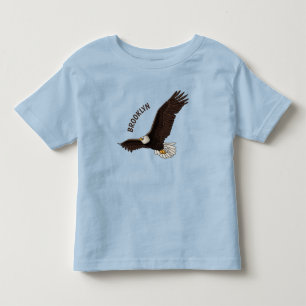Happy flying bald eagle cartoon illustration toddler t-shirt