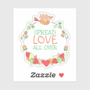 Happy Flying Bird Spread Love All Over Cute Sticke