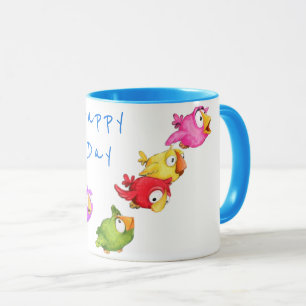 Happy Flying Birds Mug - Custom Text