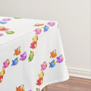 Happy Flying Birds Tablecloth Sparrows
