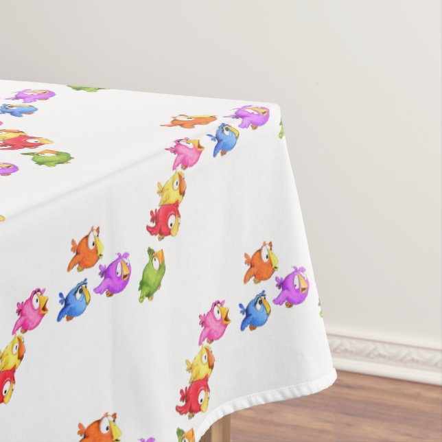 Happy Flying Birds Tablecloth Sparrows (In Situ)