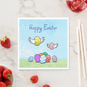 Happy Flying Easter Eggs Napkin