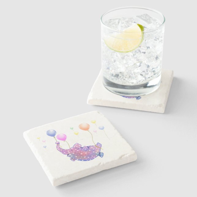 Happy Flying Elephant Stone Coaster (Side)