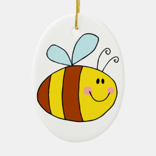 happy flying honeybee honey bee cartoon ceramic ornament