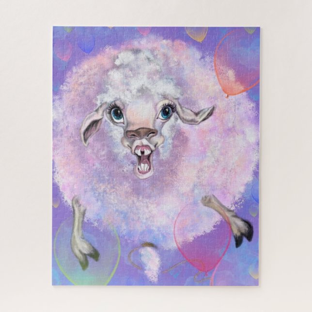 Happy Flying Sheep Jigsaw Puzzle - Funny (Vertical)