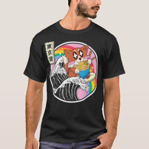 Happy Fo Eating Ramen Surfing Kanagawa Wave Kawaii T-Shirt