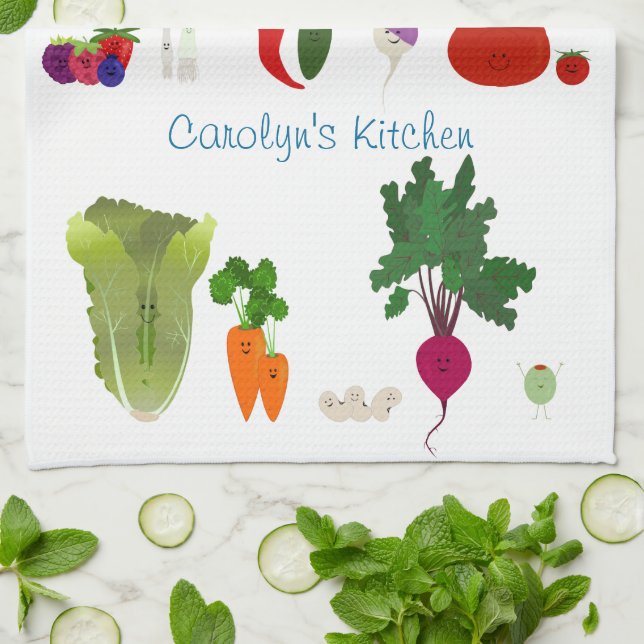 Happy Food Personalized Kitchen Towel (Folded)