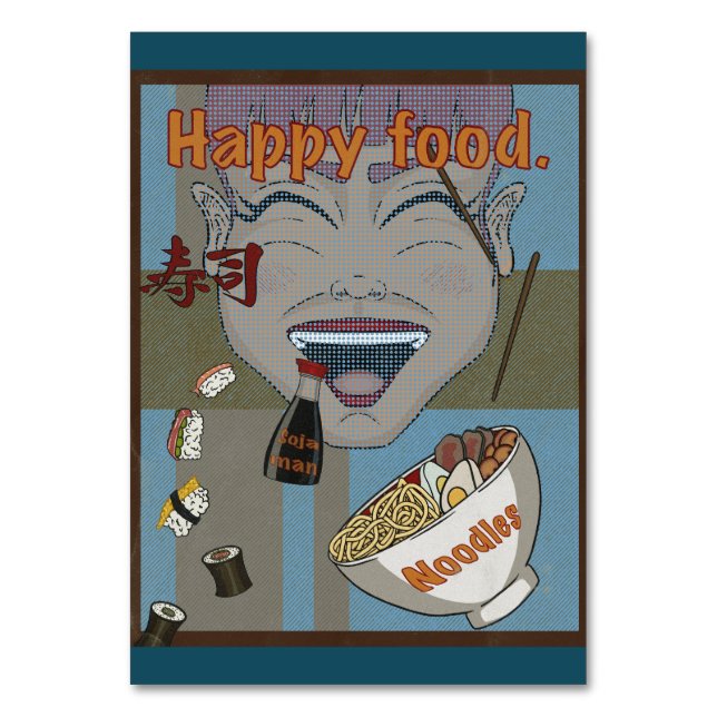 Happy food table number (Front)