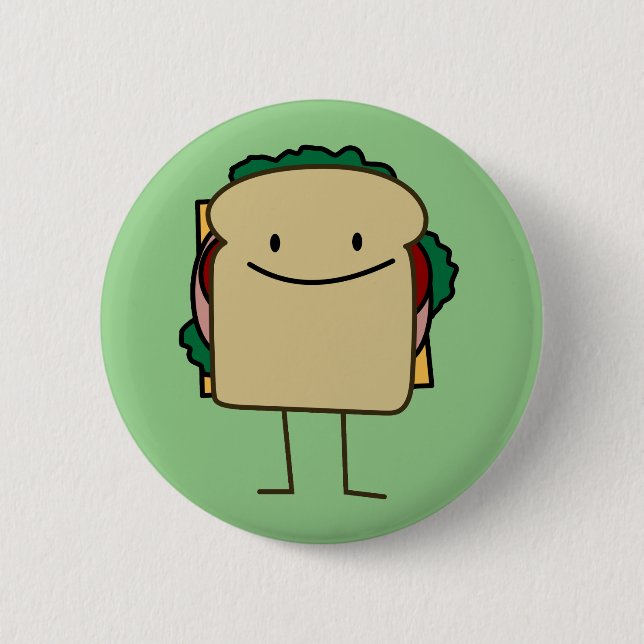 Happy Foods Smiling Sandwich 2 Inch Round Button (Front)