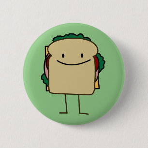 Happy Foods Smiling Sandwich 2 Inch Round Button