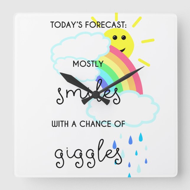 Happy Forecast Square Wall Clock (Front)