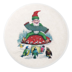 Happy Forest Gnome Ceramic Knob