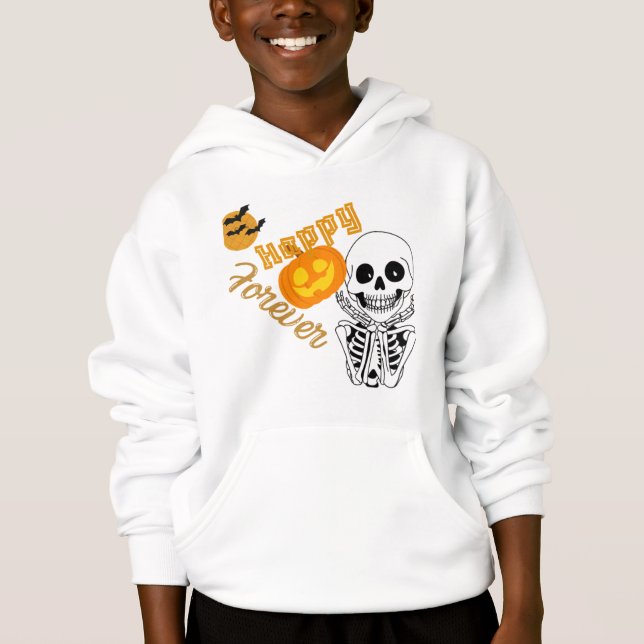 Happy Forever Halloween Kids T-Shirt – Cute Skelet (Front)