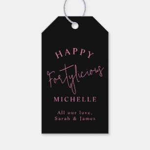 Happy Fortylicious 40th Birthday Party Pink Girly Gift Tags