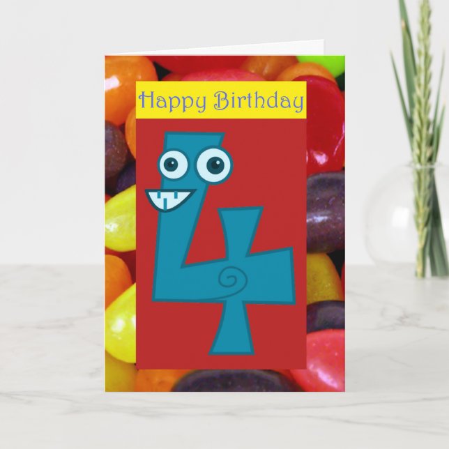 Happy fourth birthday 4th birthday turning four 4 card (Front)
