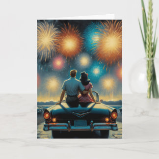 Happy Fourth of July | 1950's Couple Fireworks Card