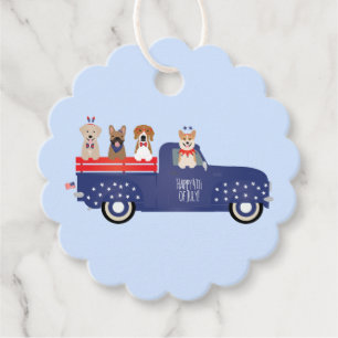 Happy Fourth Of July Dogs Pickup Truck Favour Tags