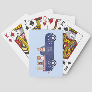 Happy Fourth Of July Dogs Pickup Truck Playing Cards
