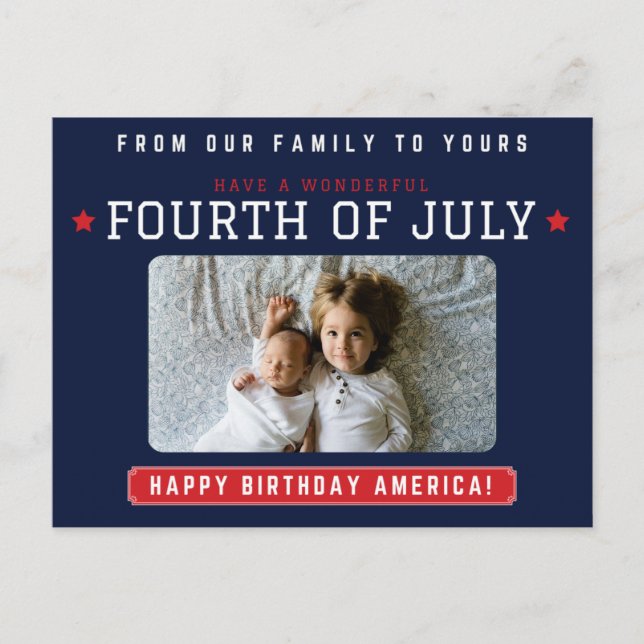 Happy Fourth Of July Family Photo Postcard (Front)