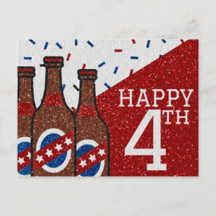 Happy Fourth Of July Glitter Postcard
