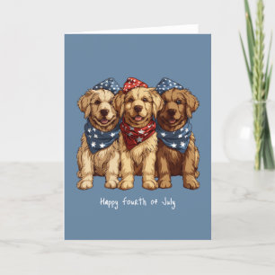 Happy Fourth Of July Golden Retriever Dogs Holiday Card