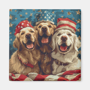 Happy Fourth Of July Golden Retriever Dogs Magnet