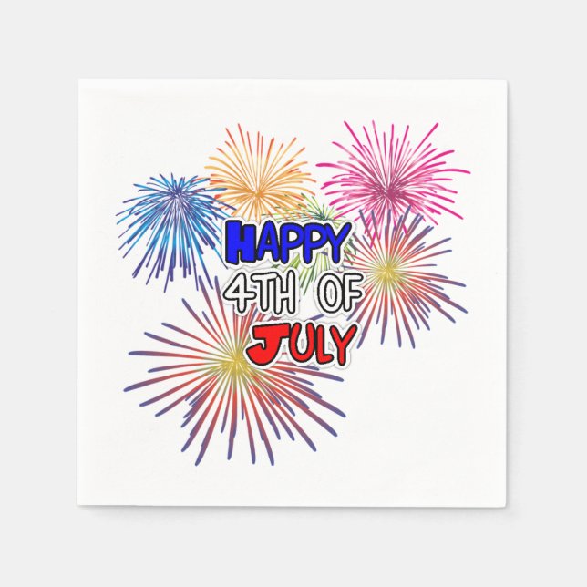 Happy Fourth of July Independence Day Party Napkin (Front)