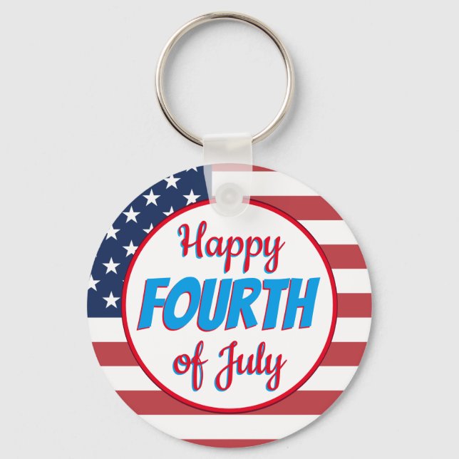 Happy Fourth Of July  Keychain (Front)