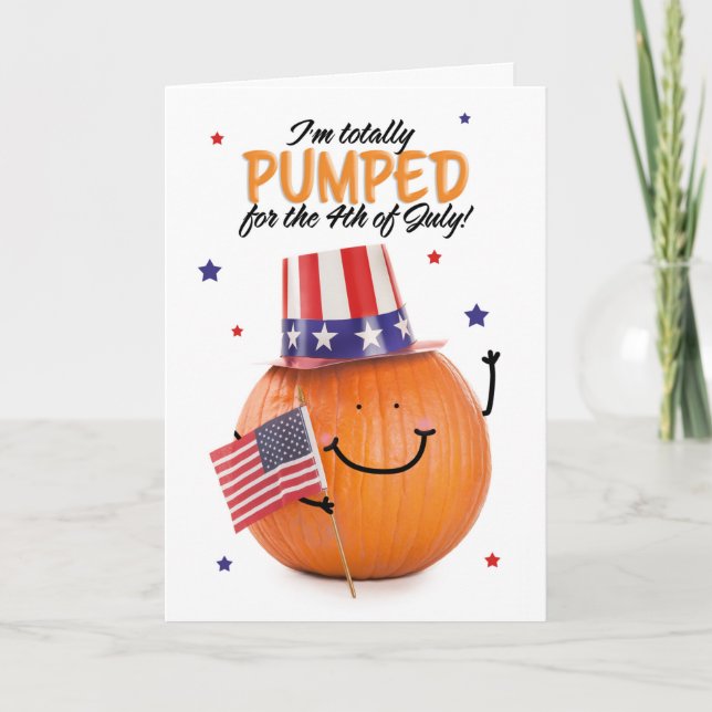 Happy Fourth of July Patriotic Pumpkin Holiday Card (Front)