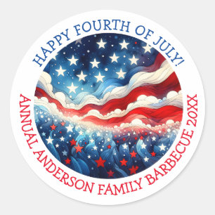 Happy Fourth of July Personalized Classic Round Sticker