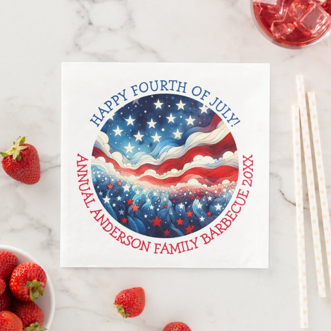 Happy Fourth of July Personalized Napkin (Insitu)