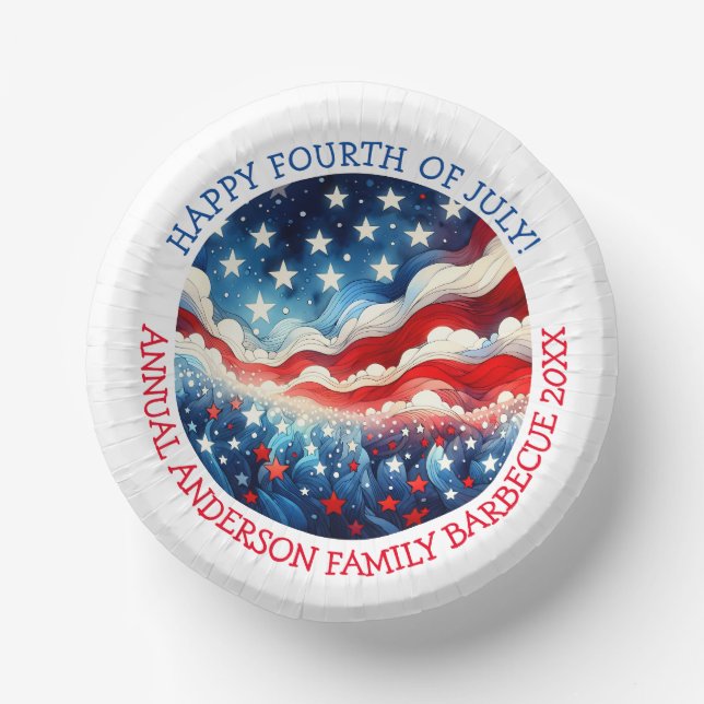 Happy Fourth of July Personalized Paper Plate (Front)