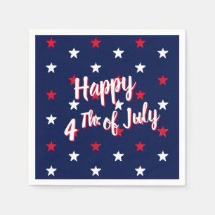 Happy fourth of July red white and navy blue stars Napkin