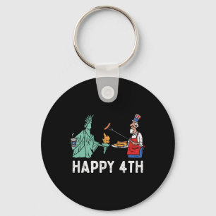 Happy Fourth Statue Of Liberty Uncle Sam Funny 4th Keychain