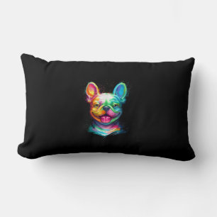 happy french bulldog smiling face gift lumbar pillow