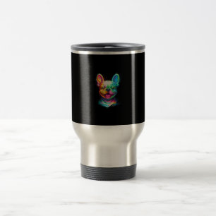 happy french bulldog smiling face gift travel mug