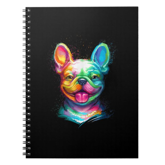 Happy French Bulldog Smiling Face Notebook (Front)