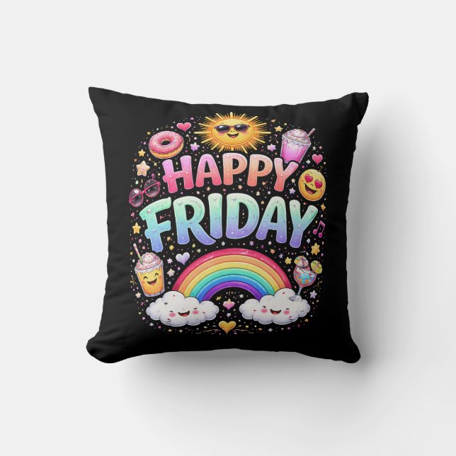 Happy Friday Throw Pillow (Front)