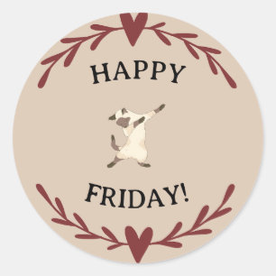 Happy Friday! with Siamese Classic Round Sticker
