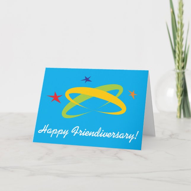 Happy Friendiversary Retro Design Card (Front)