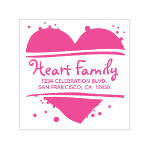 Happy Friendly Pink Heart Return Address Self-inking Stamp