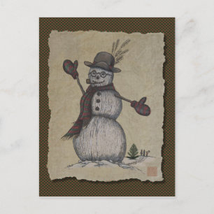 Happy Friendly Snowman Postcard