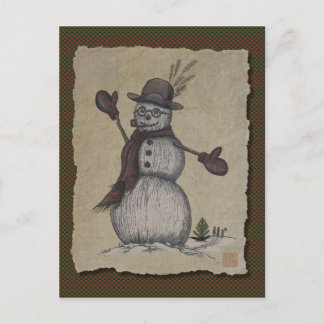 Happy Friendly Snowman Postcard